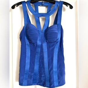 NWT Pure Silk Cobalt Blue Cut Out Top - Small
